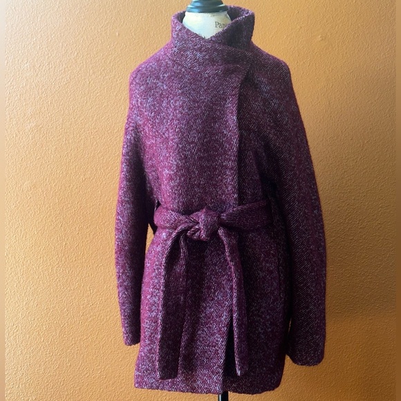 Cop. Copine “Yakitori” Wrap Coat In Aubergin Size 36 New Without Tags! - Picture 10 of 12